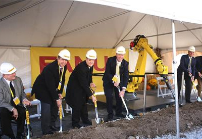 A Robot Helps Break Ground On New Fanuc Facility