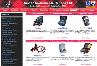 Duncan Intruments Canada Ltd: New E-Commerce Website same Personal Service