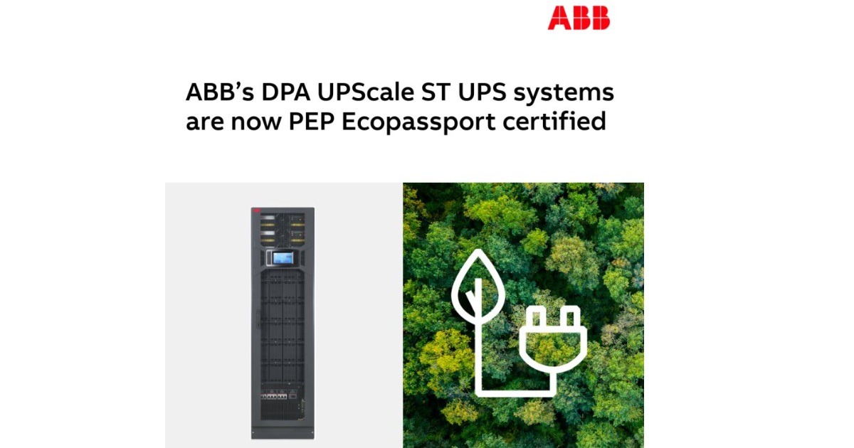 ABB DPA UPScale ST UPS Systems Achieves PEP Ecopassport Certification