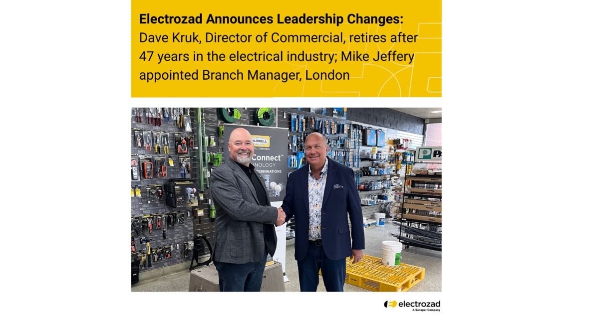 Electrozad Announces Retirement of Dave Kruk Director of Commercial & the Appointment of Mike Jeffery to Branch Manager, London