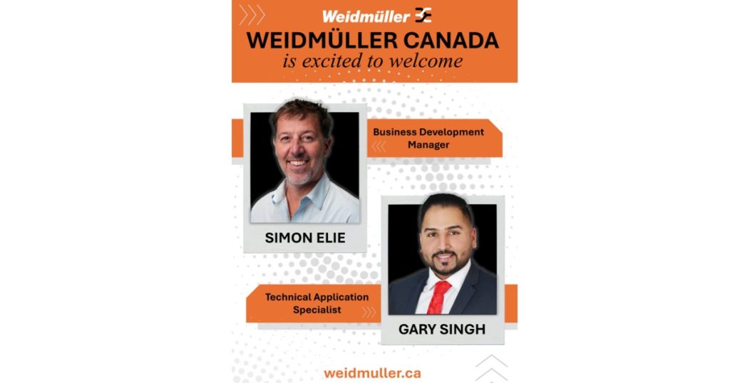 June 17, 2026 - Weidmüller Canada Simon-Julien Élie Welcomed as New Business Development Manager & Gary Singh as New Technical Application Specialist 1
