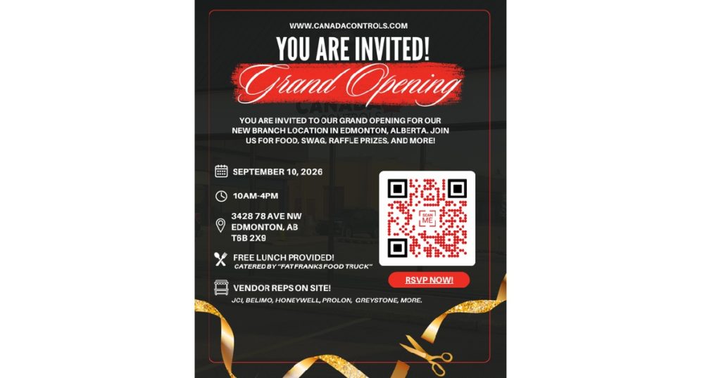August 20, 2026 - Canada Controls Announces the Grand Opening of Their New Edmonton Branch