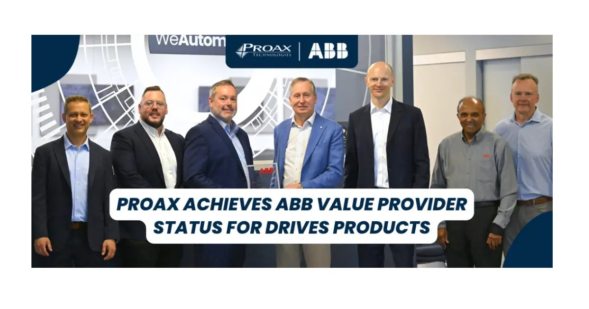 Proax Achieves ABB Value Provider Status for Drives Products